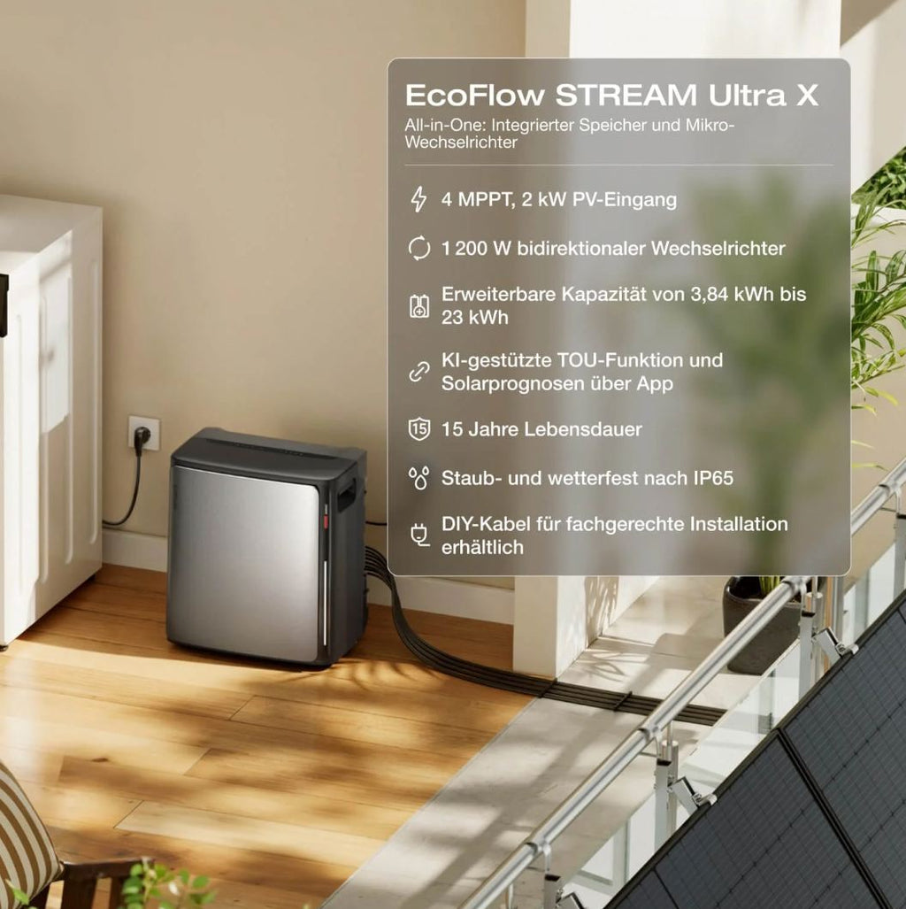 EcoFlow STREAM Ultra X – 3,84 kWh Kapazität Speicher Balkonkraftwerk