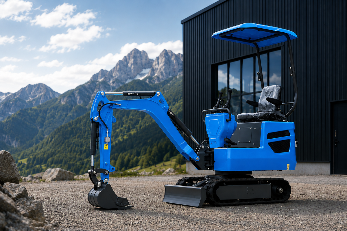 Minibagger auf einer Baustelle